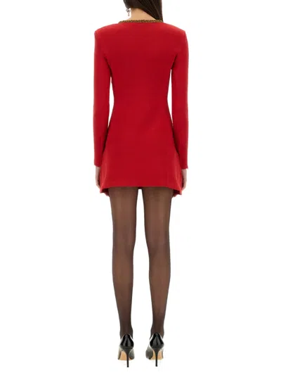 Self-portrait Textured-knit Mini Dress In Red