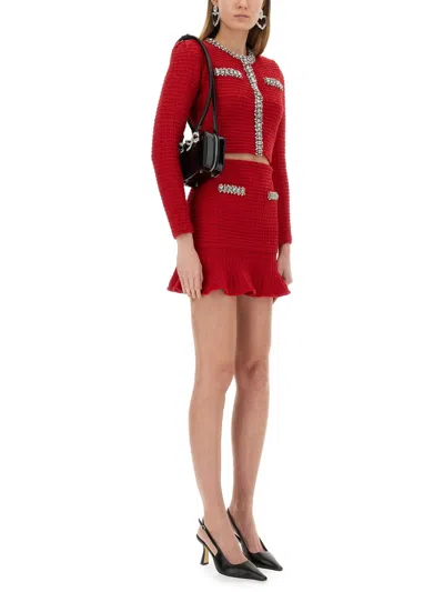 Self-portrait Textured Knit Mini Skirt In Red