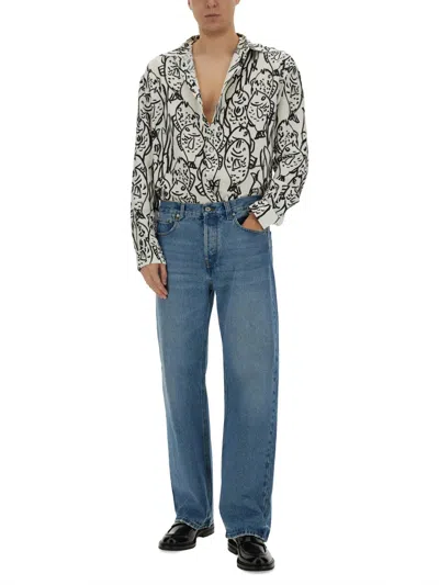 Jacquemus Graphic Print Cuffed Sleeves Long Sleeve Shirt In Multi