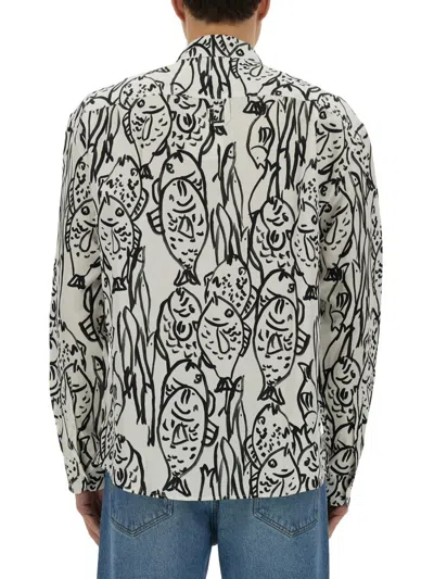 Jacquemus Graphic Print Cuffed Sleeves Long Sleeve Shirt In Multi