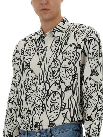 Jacquemus Graphic Print Cuffed Sleeves Long Sleeve Shirt In Multi