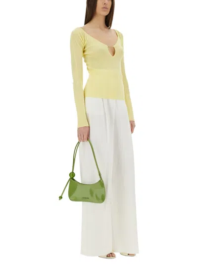 Jacquemus Slim Fit V-neckline Long Sleeves Ribbed Hem In Yellow
