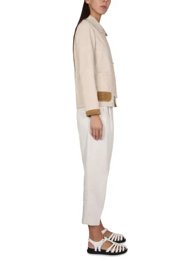 Fay Collar Trimmed Jacket Featuring Pockets In Neutral