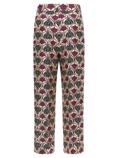 Max Mara Floral Bow Detail High Waist Trousers In Purple