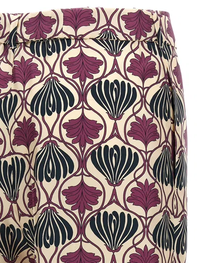 Max Mara Floral Bow Detail High Waist Trousers In Purple