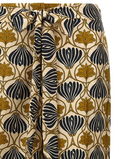 Max Mara Silk Printed Wide-leg Trousers In Yellow