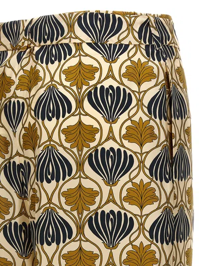 Max Mara Silk Printed Wide-leg Trousers In Yellow