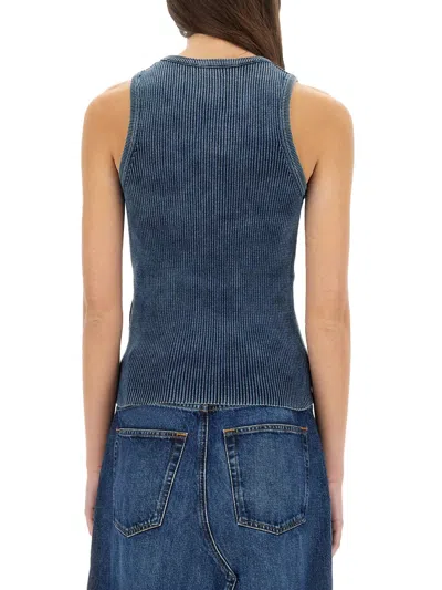 Diesel M-anchor-a-sl Ribbed Cotton Tank Top In Blue