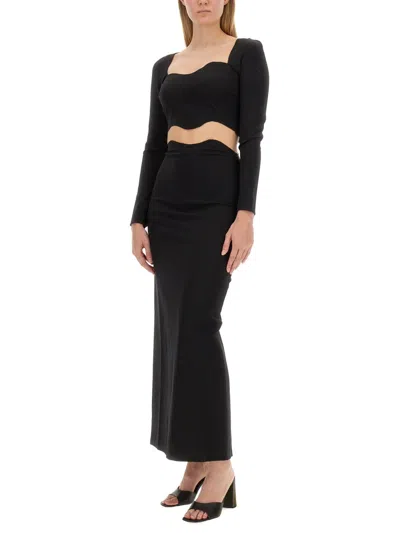 Staud Logo Jersey Crop Top With Dart Detailing In Black