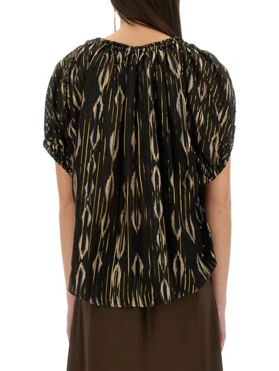 Isabel Marant "sonae" Abstract Pattern Gathered Neckline Top