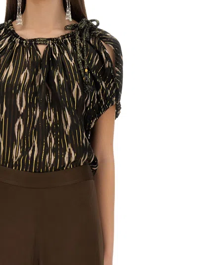 Isabel Marant "sonae" Abstract Pattern Gathered Neckline Top