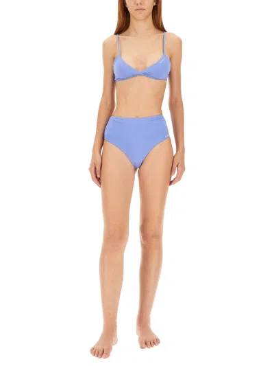 Sporty And Rich Bikini Top With Adjustable Straps And Triangle In Blue