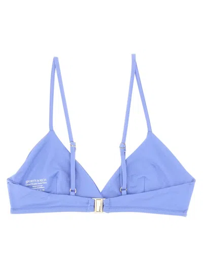 Sporty And Rich Bikini Top With Adjustable Straps And Triangle In Blue