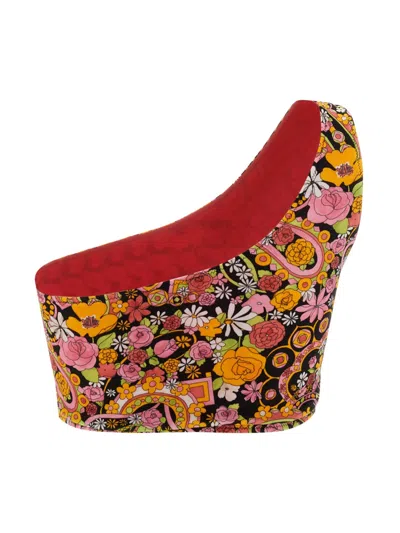 La Doublej Goddess Printed One-shoulder Bikini Top In Multi