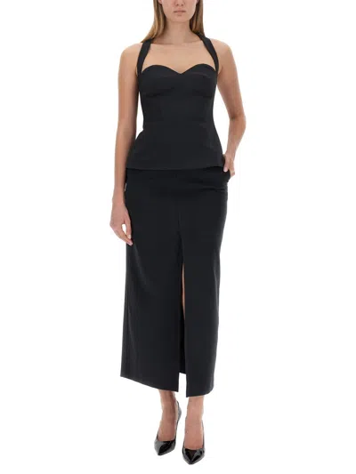 Philosophy Di Lorenzo Serafini Polyester Top With Sweetheart Neckline And Peplum Hem In Black