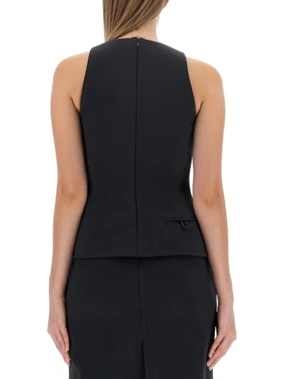 Philosophy Di Lorenzo Serafini Polyester Top With Sweetheart Neckline And Peplum Hem In Black