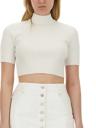 Courrèges Courregès Crop Top In White