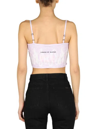 Vision Of Super Pailsey Pattern Crop Top In White