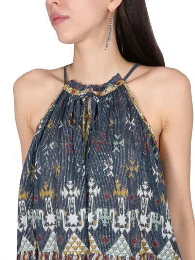 Isabel Marant Étoile Flared Geometric-print Halterneck Top In Gray