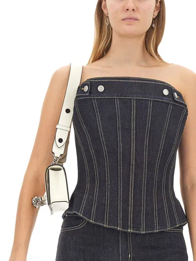 Alexander Mcqueen Alexander Mc Queen Denim Cold Wash Corset Top In Blue