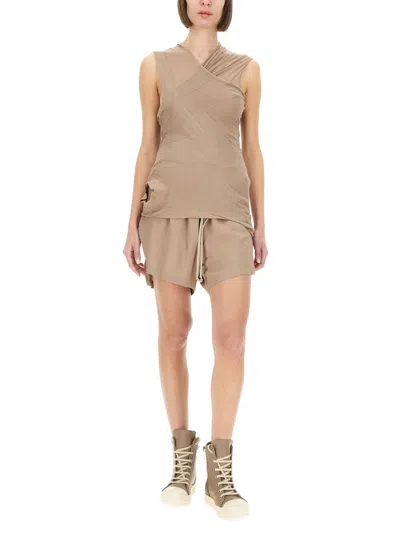 Rick Owens Top With Crossover In Neutral