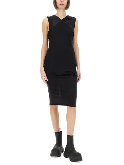 Rick Owens Crossover V-necked Sheer Sleeveless Top In Black