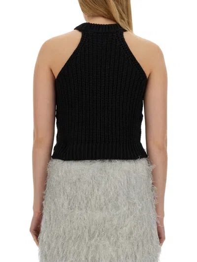 Alysi Halter-neck Tassel Top In Black