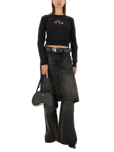 Diesel Cropped Sweatshirt With Distinctive Logo Detail In Black