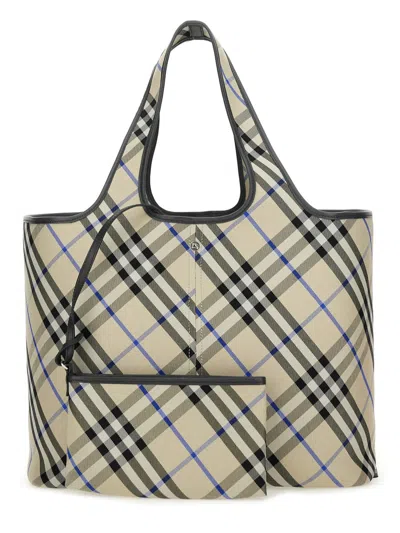 Burberry Check Pattern Tote Bag With Dual Handles