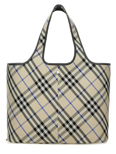 Burberry Check Pattern Tote Bag With Dual Handles
