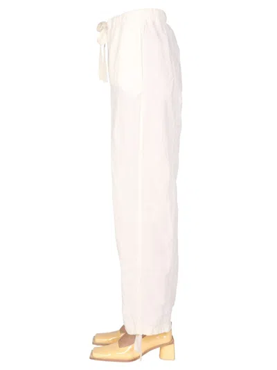 Jil Sander Trousers With Drawstring In White