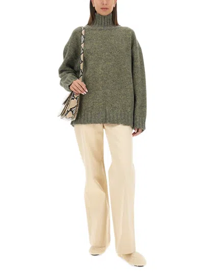 Jil Sander Alpaca Blend Knit Turtleneck Sweater In Green