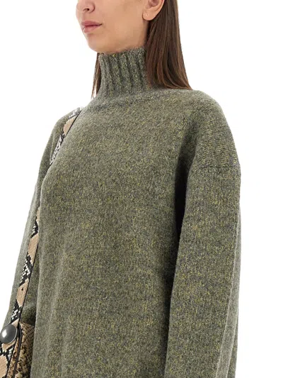 Jil Sander Alpaca Blend Knit Turtleneck Sweater In Green