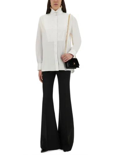 Alexander Mcqueen Tuxedo Cotton Poplin Shirt With Pleated Plastron In White