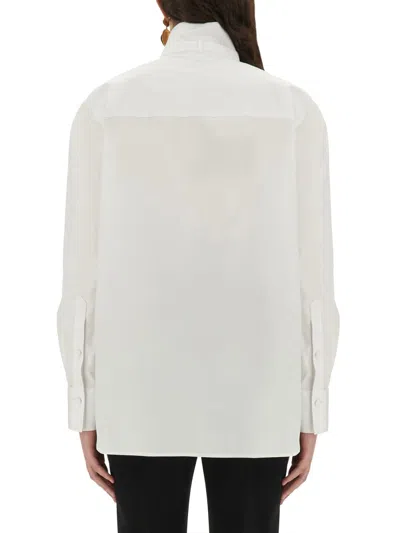 Alexander Mcqueen Tuxedo Cotton Poplin Shirt With Pleated Plastron In White
