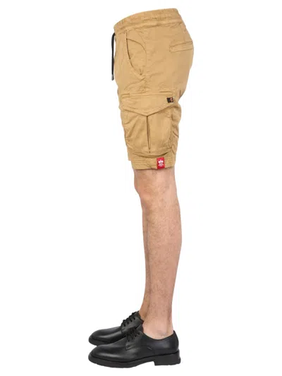 Alpha Industries Pantaloncino Cargo Jogger Beige In Cotone In Brown