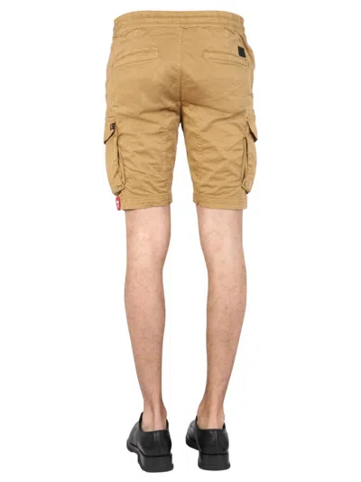 Alpha Industries Pantaloncino Cargo Jogger Beige In Cotone In Brown