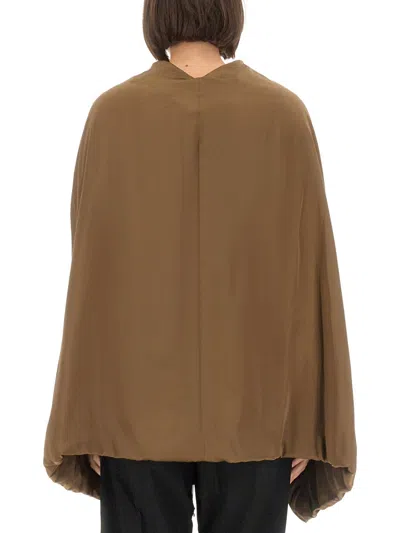 Rick Owens Draped Lightweight Long Hooded Top In Brown