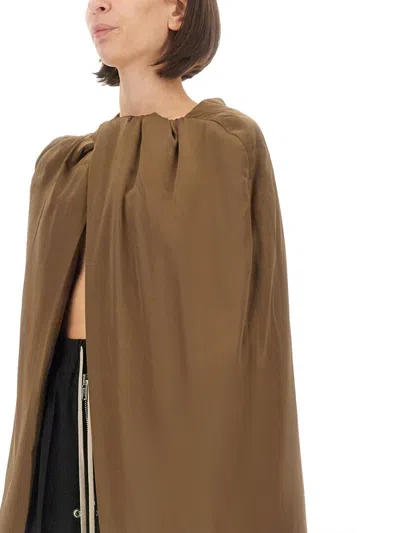 Rick Owens Draped Lightweight Long Hooded Top In Brown