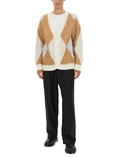 Family First Argyle Mohair-blend Cardigan In Neutral