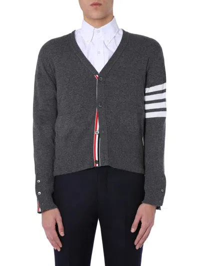 Thom Browne 4-bar Stripe Cardigan In Gray