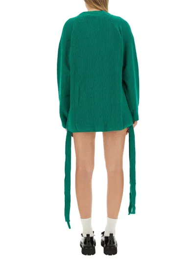 Msgm V-neck Cardigan In Green