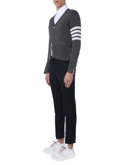 Thom Browne 4-bar Stripe Cardigan In Gray