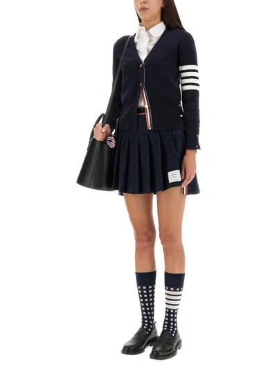 Thom Browne V-neck Virgin Wool Cardigan With Striped Detailing