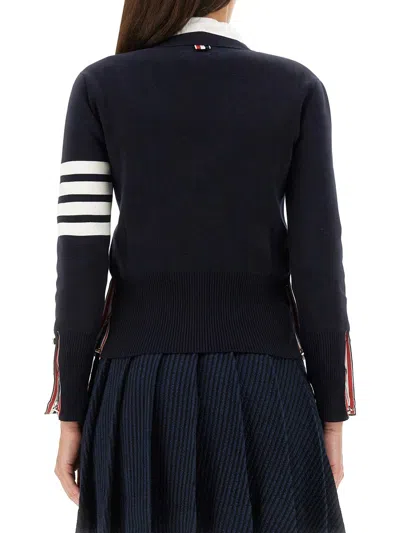 Thom Browne V-neck Virgin Wool Cardigan With Striped Detailing