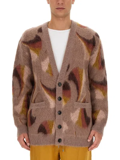 Etro V-neck Cardigan With Front Pockets In Brown