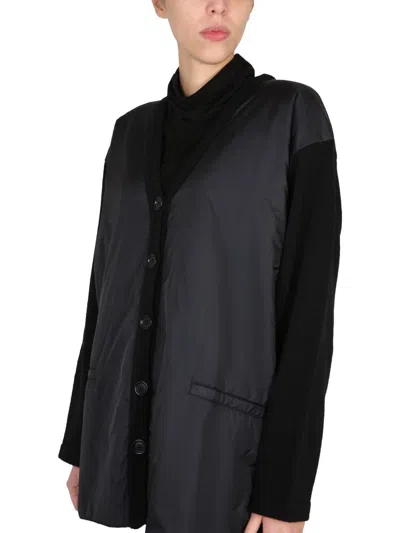 Aspesi Knitwear Cardigan With Padded Front Panel In Black