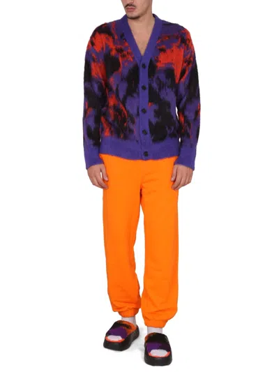 Msgm V-neck Ribbed Cardigan Bold Pattern