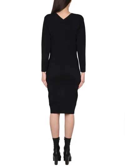 Stella Mccartney Knee-length V-neck Dress Long Sleeves In Black
