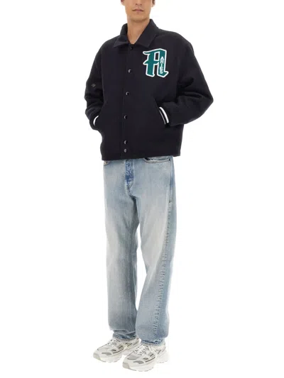 Aries Oversize Ribbed Cuffs Hem Side Pockets Jacket In Blue